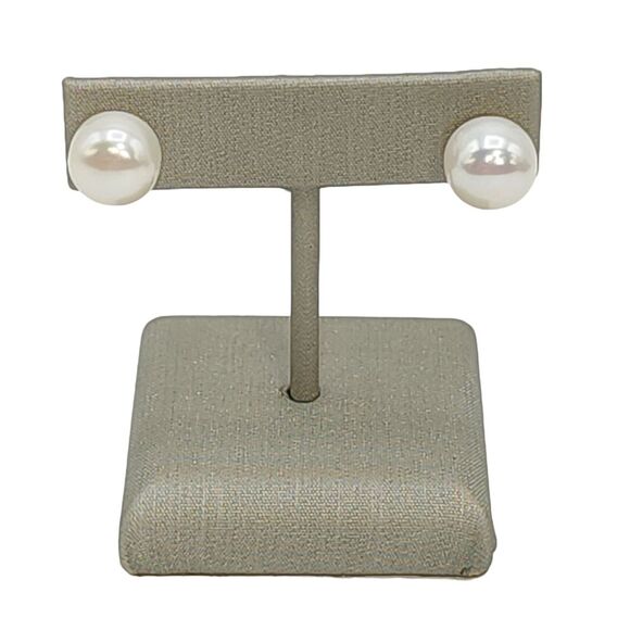 925 Sterling Silver‎ 10mm Button White Cultured Freshwater Pearl Stud Earrings - Picture 8 of 9